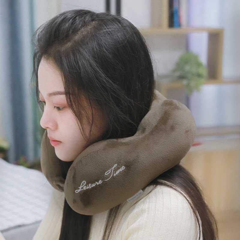 Outdoor Neck Support Pillow Headrest Travel Folding Slow Rebound Journey Trip Cushion Memory Foam Travel Pillow Neck Pillow, Ideal for Airplane Travel Comfortable Lightweight Improved Support Design Machine Washable Cover Must Have Travel Accessories