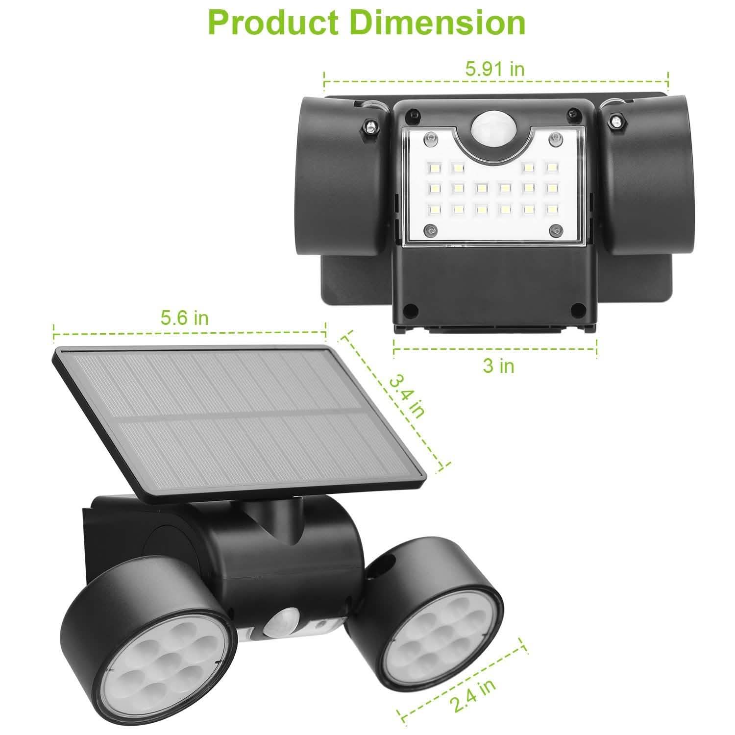 Outdoor PIR Motion Sensor Dusk To Dawn Solar Wall Lamps IP65 Waterproof