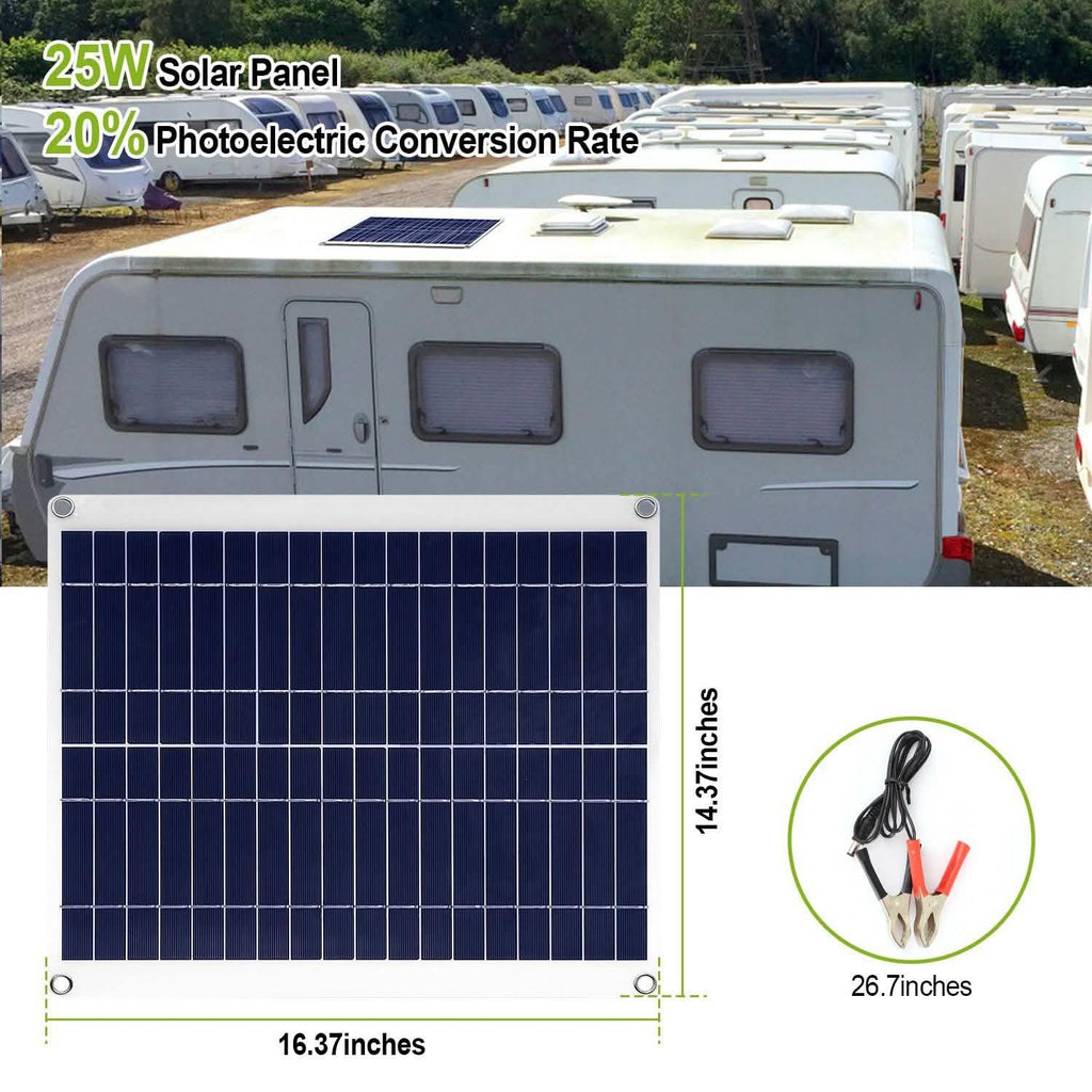 Outdoor Solar Panel 12V 25W Car Battery Charger