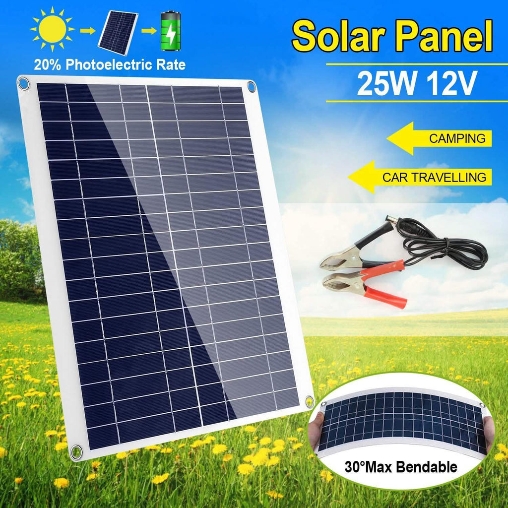 Outdoor Solar Panel 12V 25W Car Battery Charger