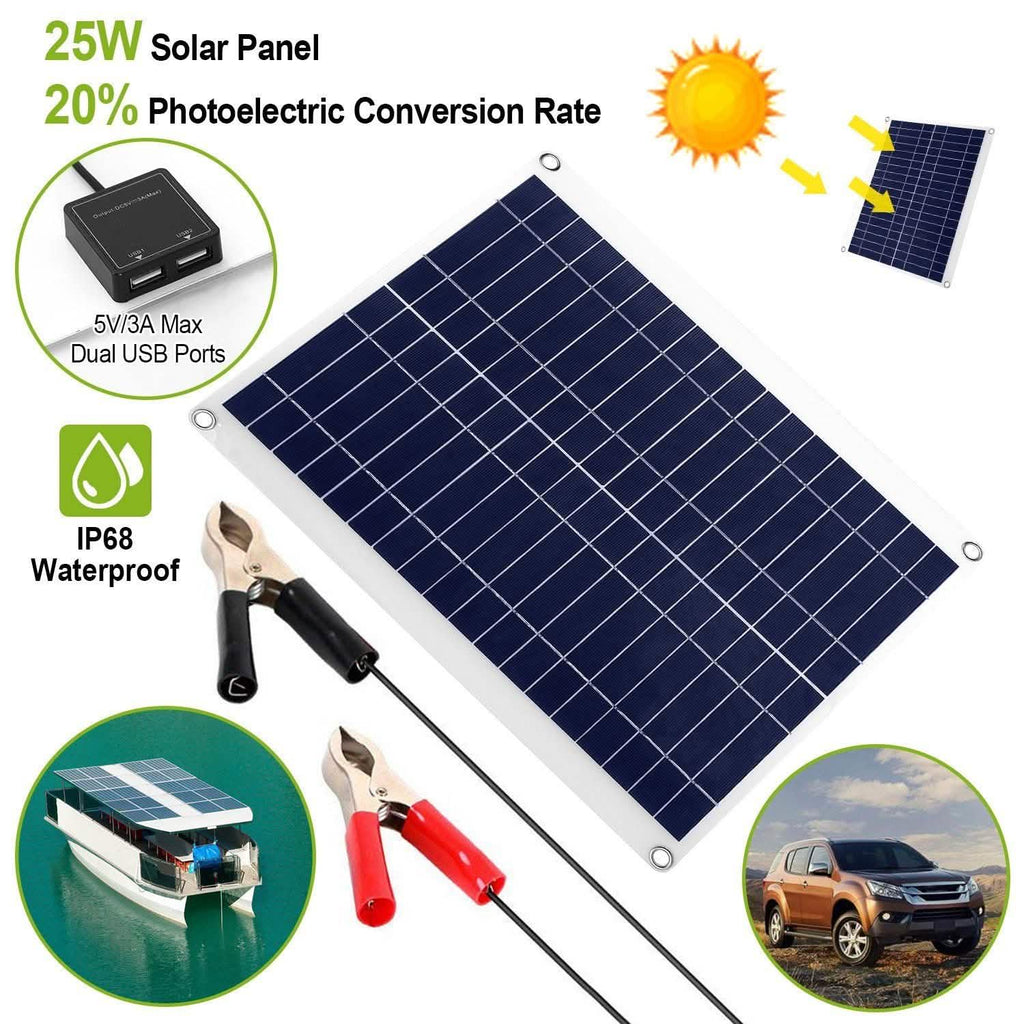 Outdoor Solar Panel 12V 25W Car Battery Charger