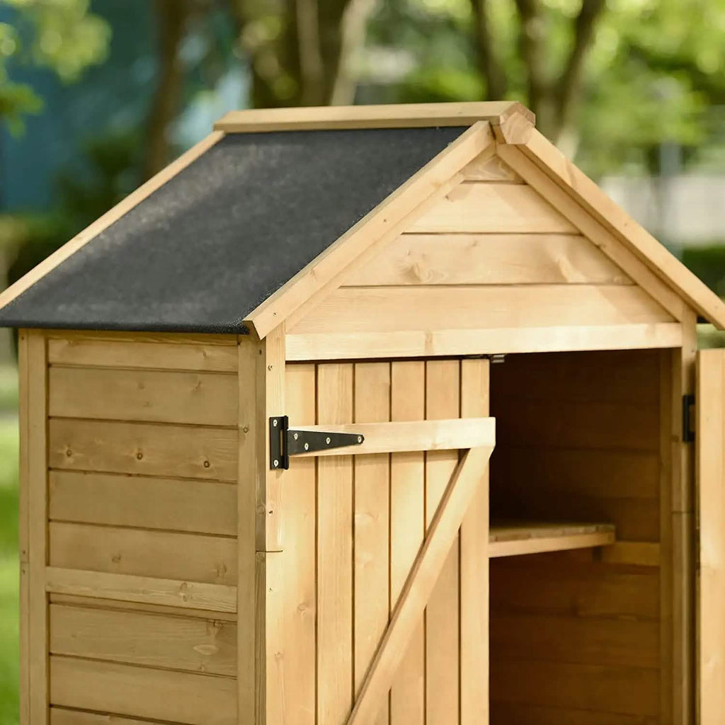 Outdoor Wood Tilt Storage Shed Tool Organizer with Waterproof Asphalt Roof