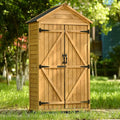 Outdoor Wood Tilt Storage Shed Tool Organizer with Waterproof Asphalt Roof