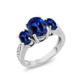 Oval Cut Tri Stone Blue Topaz Ring - Assorted Sizes