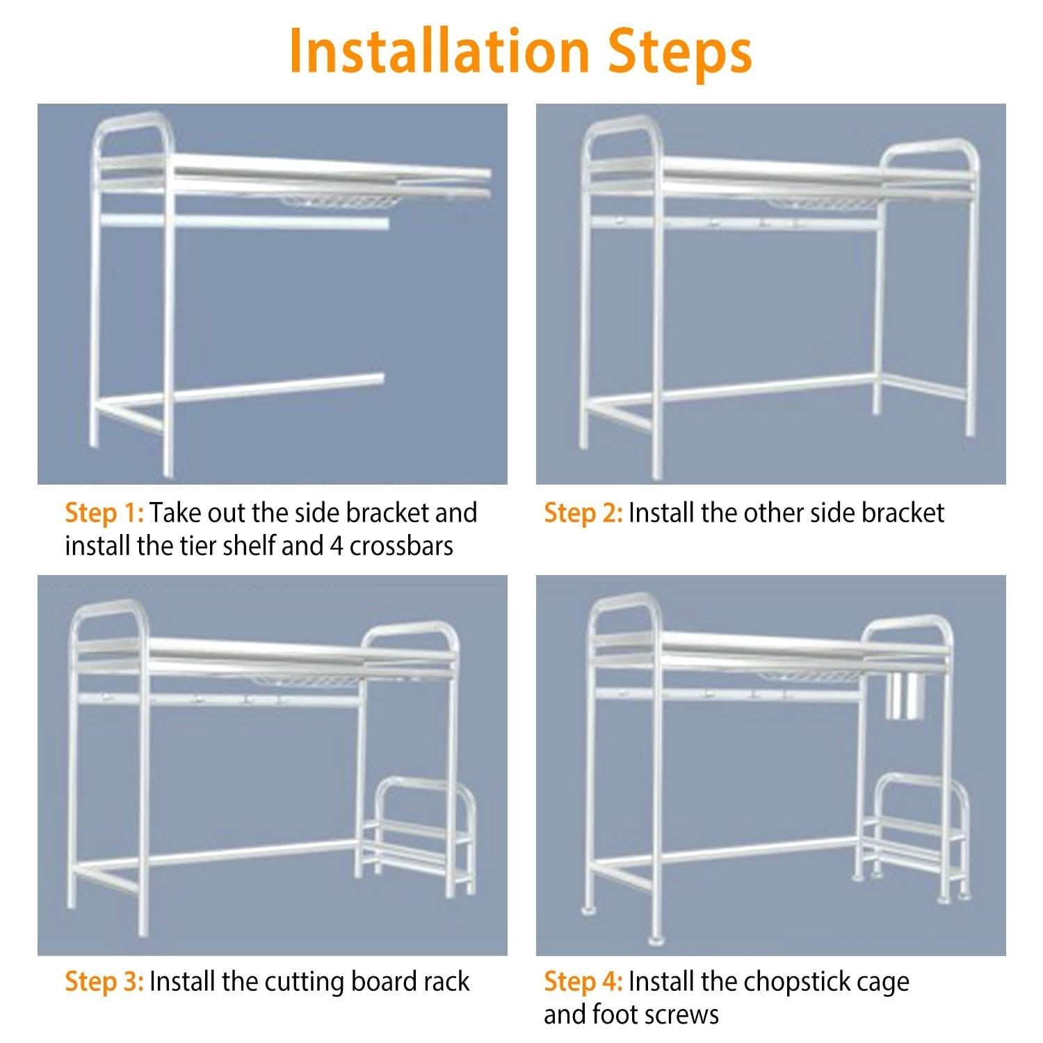 Over Sink Dish Drying Rack with Cutlery Holder