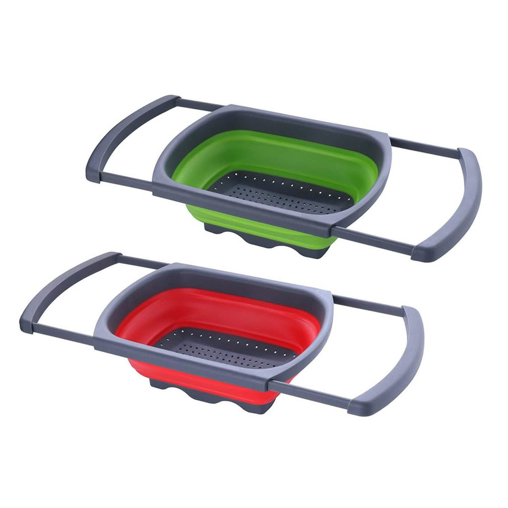Over-The-Sink Collapsible Colander With Extendable Handles
