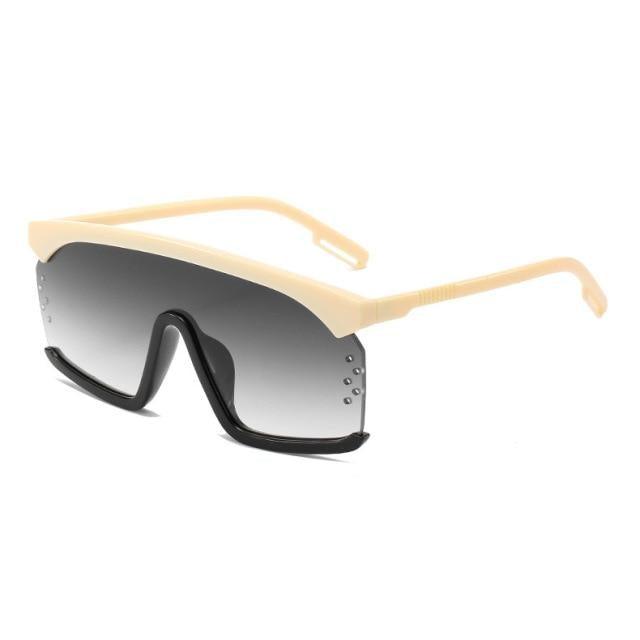 Oversized Shield Sunglasses for Women Men Square Rimless Fashion Shades Sunglasses For Women & Men Elegant Shades For Women Popular Oversized Festival Trendy Sunglasses For Men & Women