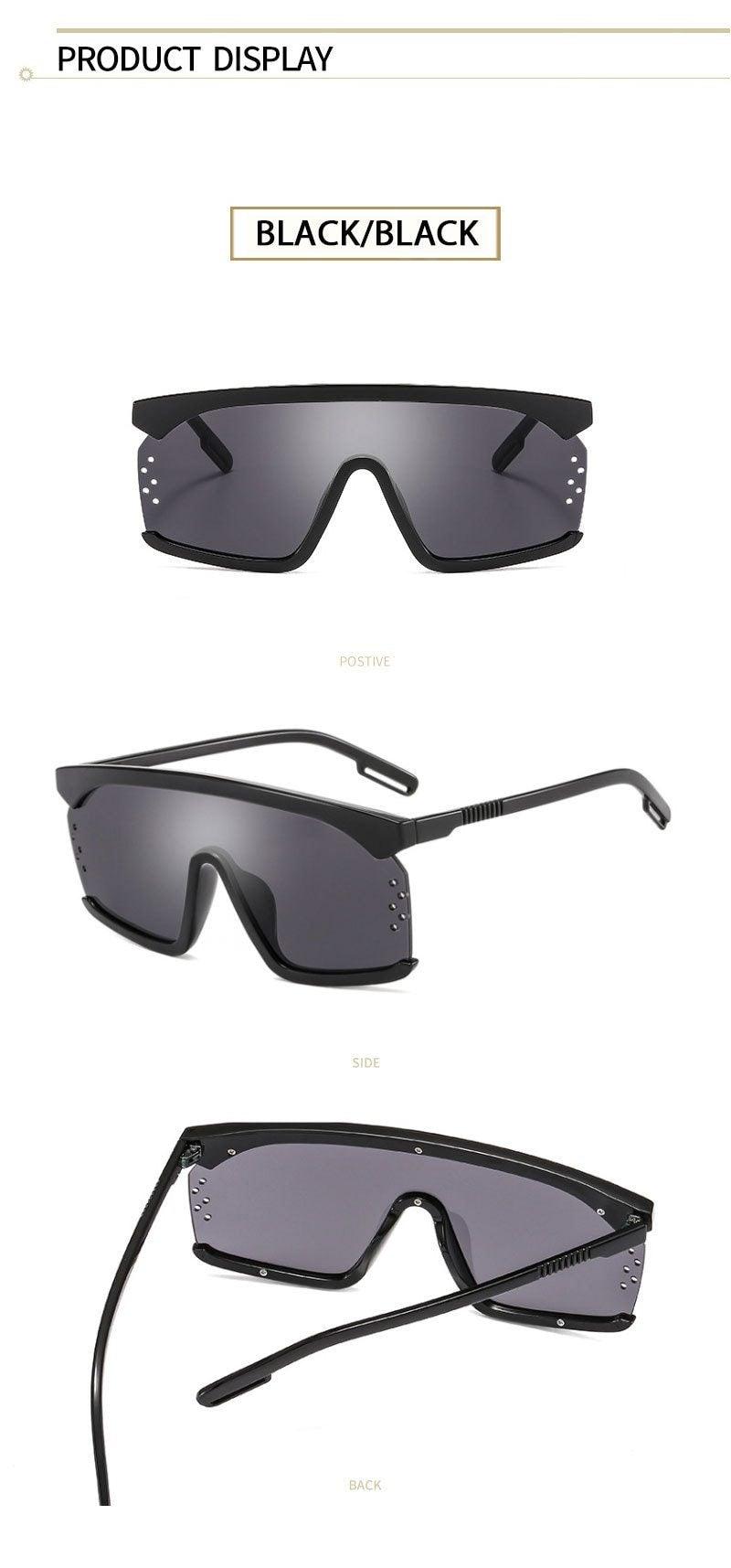 Oversized Shield Sunglasses for Women Men Square Rimless Fashion Shades Sunglasses For Women & Men Elegant Shades For Women Popular Oversized Festival Trendy Sunglasses For Men & Women