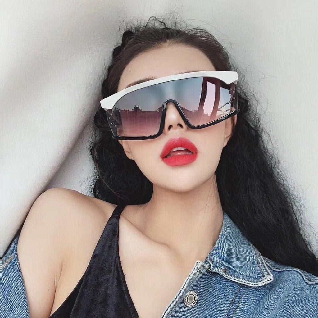 Oversized Shield Sunglasses for Women Men Square Rimless Fashion Shades Sunglasses For Women & Men Elegant Shades For Women Popular Oversized Festival Trendy Sunglasses For Men & Women