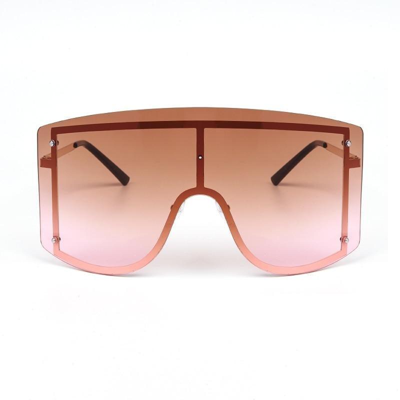 Oversized Women Blue & Yellow Gradient Sunglasses  Fashionable Rimless In Metal For Female New Shades Personality Eyewear