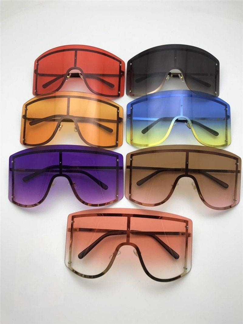 Oversized Women Blue & Yellow Gradient Sunglasses  Fashionable Rimless In Metal For Female New Shades Personality Eyewear