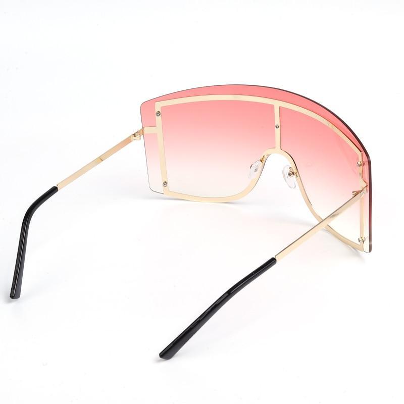 Oversized Women Blue & Yellow Gradient Sunglasses  Fashionable Rimless In Metal For Female New Shades Personality Eyewear