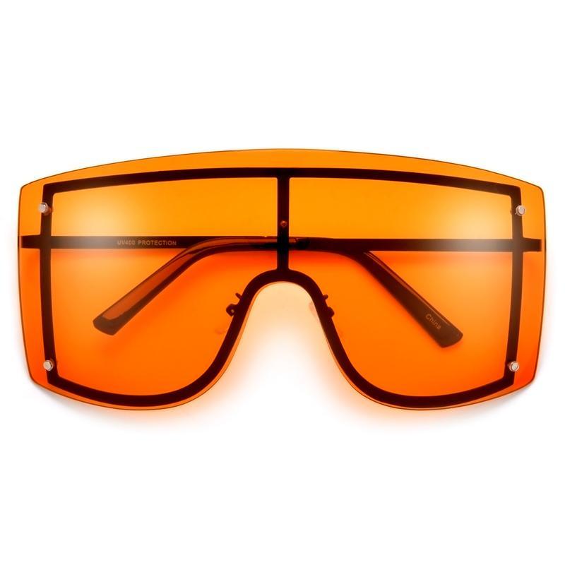 Oversized Women Blue & Yellow Gradient Sunglasses  Fashionable Rimless In Metal For Female New Shades Personality Eyewear