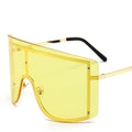 Oversized Women Blue & Yellow Gradient Sunglasses  Fashionable Rimless In Metal For Female New Shades Personality Eyewear