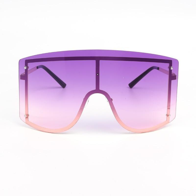 Oversized Women Blue & Yellow Gradient Sunglasses  Fashionable Rimless In Metal For Female New Shades Personality Eyewear