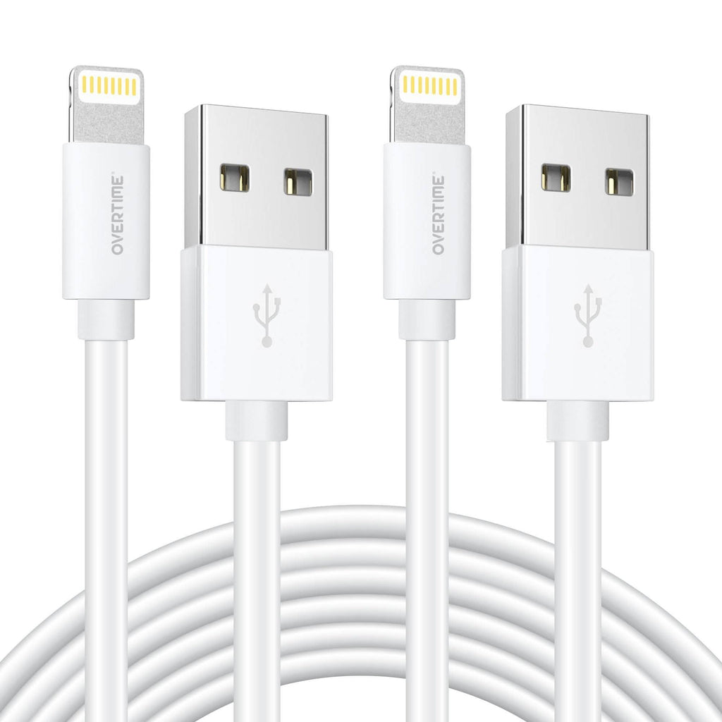 Overtime Apple MFi Certified Lightning Cable 10ft with Dual USB Wall Charger Adapter
