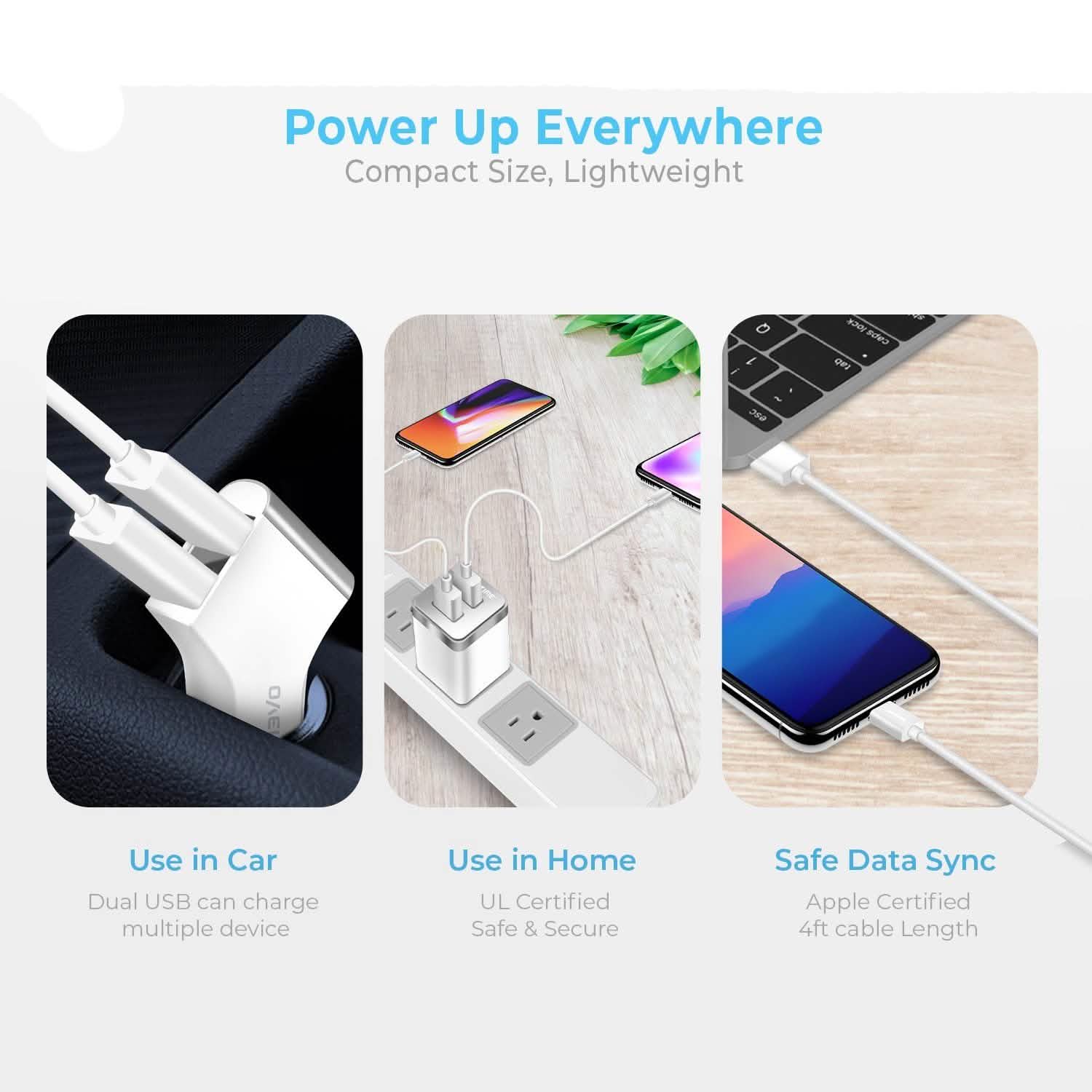 Overtime Dual iPhone Car Charger Set