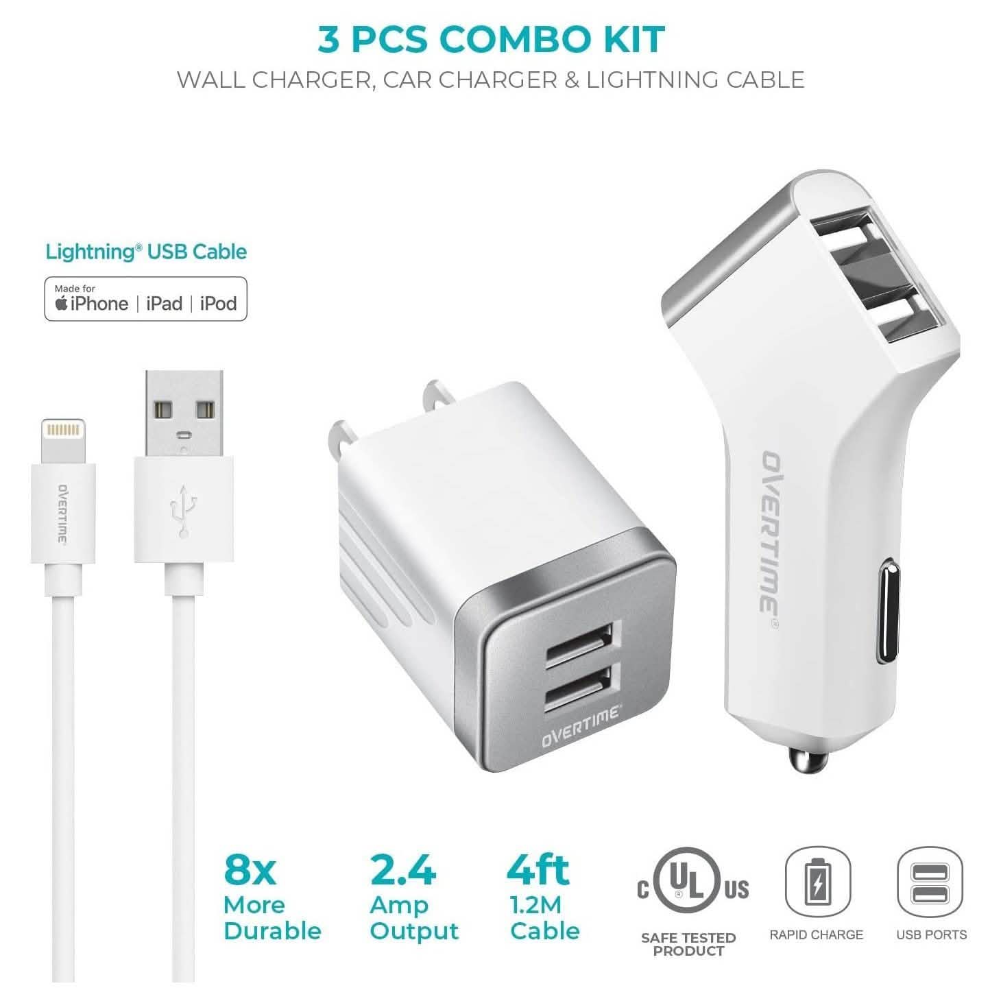 Overtime Dual iPhone Car Charger Set