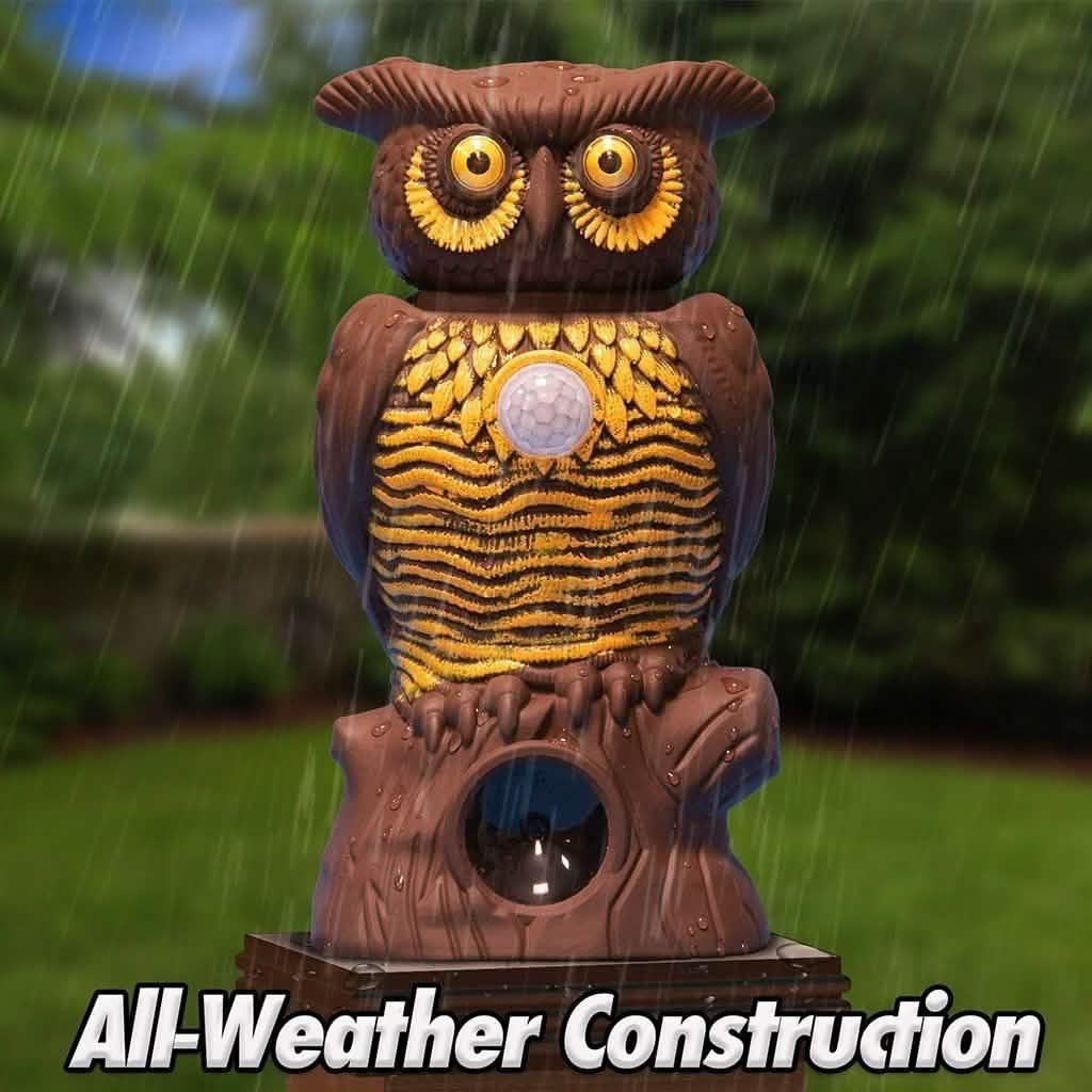 Owl Alert Statue - Targets Outdoor Pests Like Racoons, Deer, Rabbits, Squirrels, Mice and More