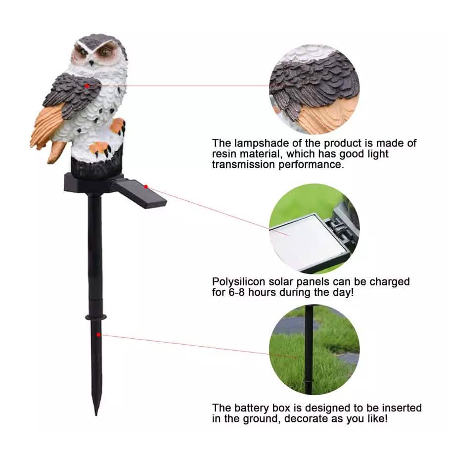 Owl Solar LED Lights with Decorative Stake