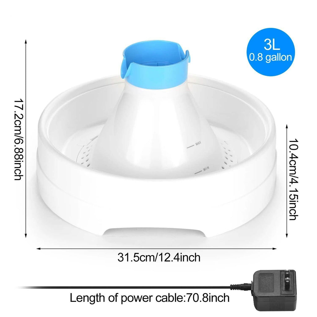 Ownpets® Pets Drinking Fountain Active Oxygen Cycle Two Drinking Area 3L