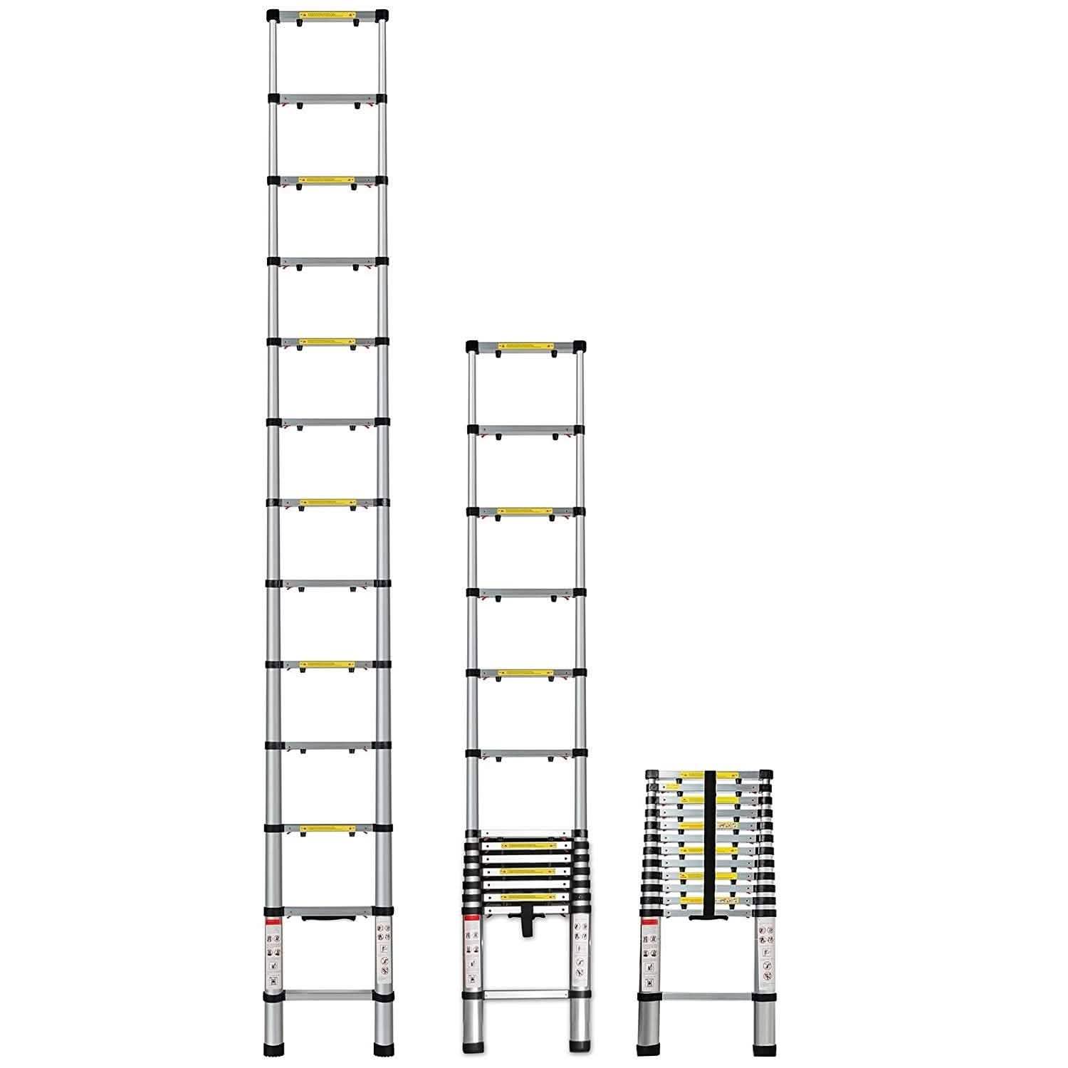 OxGord Aluminum Telescopic Extension Ladder 12.5ft. Telescope