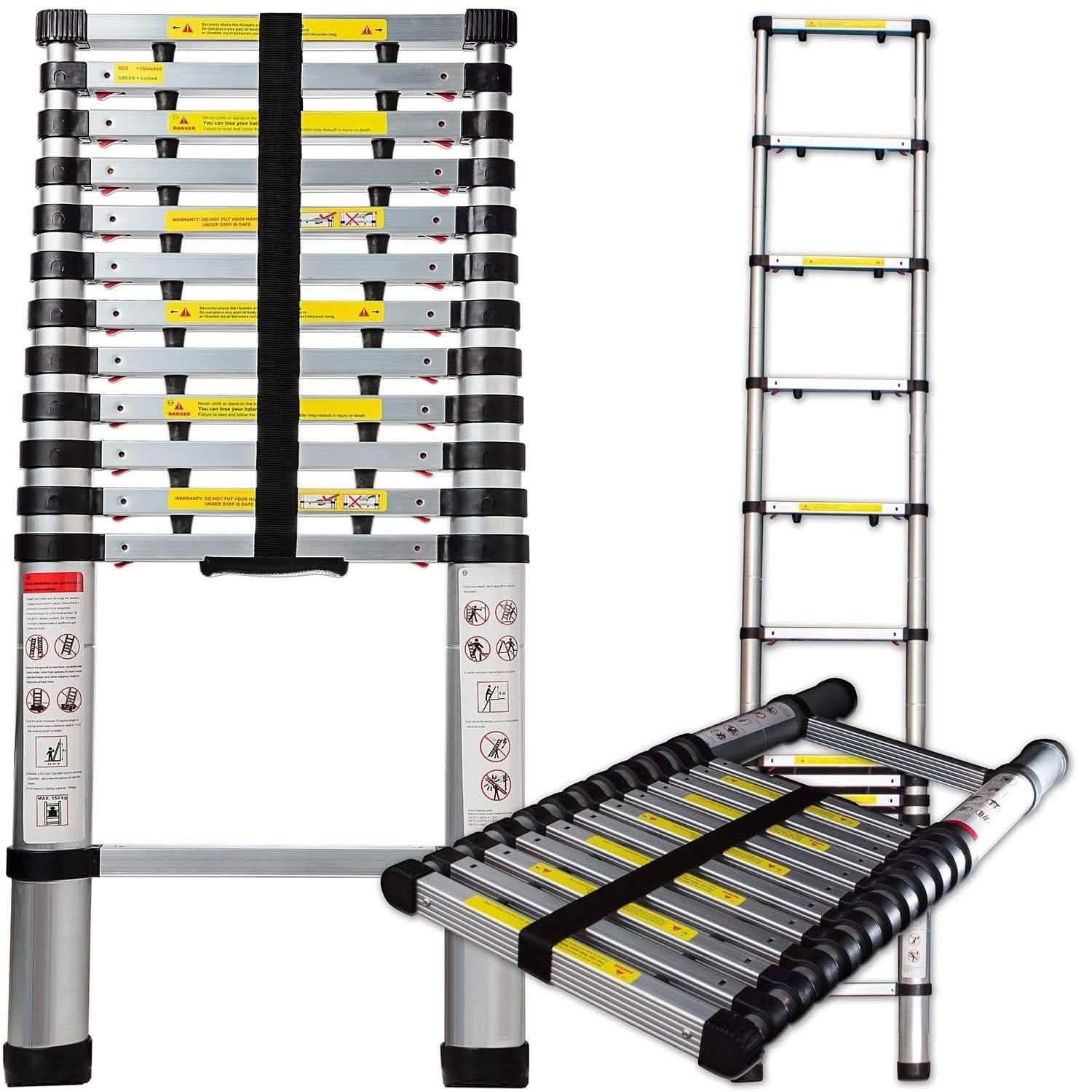 OxGord Aluminum Telescopic Extension Ladder 12.5ft. Telescope