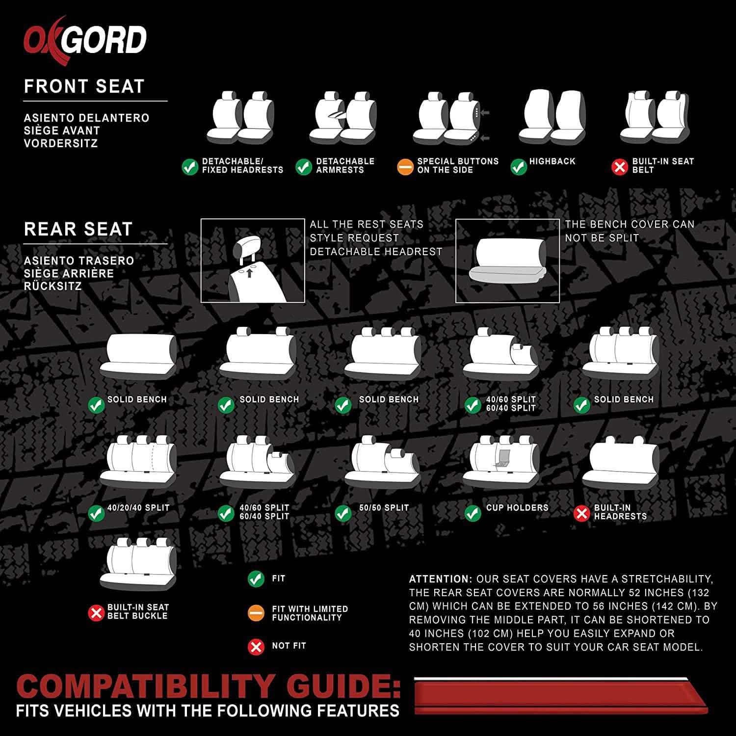 OxGord Padded Car Seat-Cover with Grip-Control for Bucket Seats