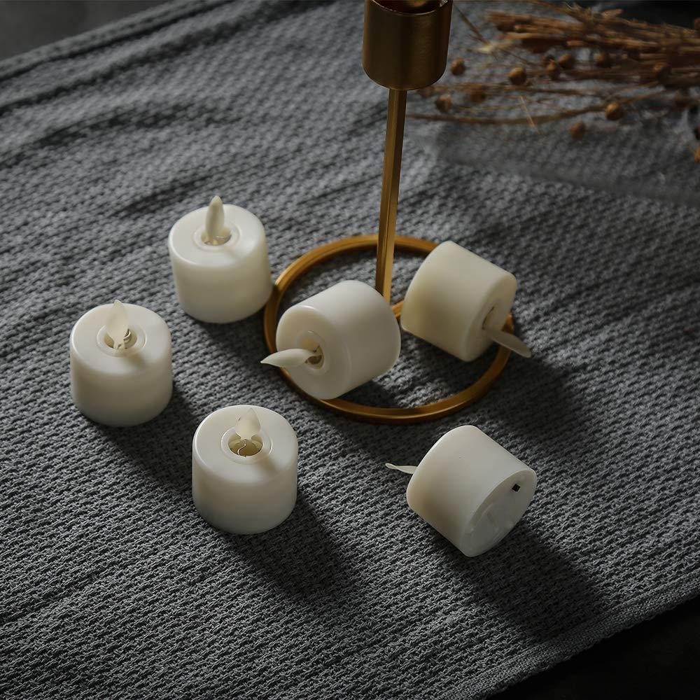 Pack of 6 or 12 Remote or Not Remote Flameless Battery Candles Realistic and Bright Flickering Bulb Battery Operated Flameless LED Tea Light Ideal for Parties Weddings Birthdays Hollween Gift Realistic and Bright Flickering Fake Dancing Flame Tea lights