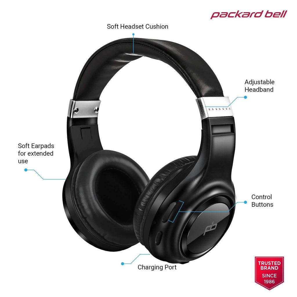 Packard Bell  Dynamic Audio Wireless Headphones - Rechargeable HD Headset