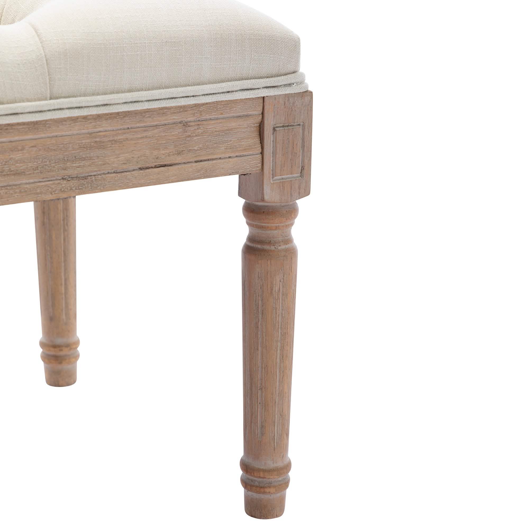 Padded Square Footstool with Rubberwood Legs