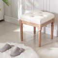 Padded Square Footstool with Rubberwood Legs