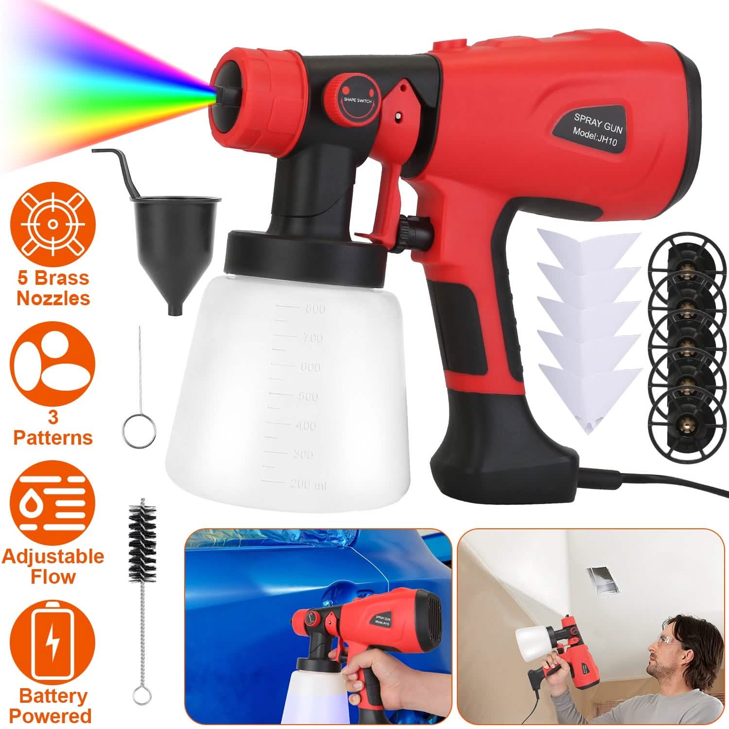 Paint Sprayer HVLP Handheld Painter with 3 Spray Patterns