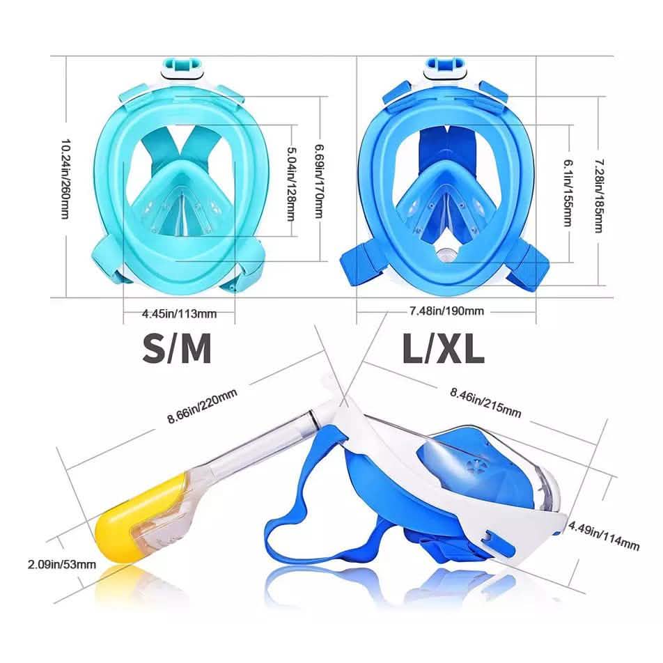 Panoramic Snorkeling Mask Full Face GoPro Compatible Snorkel Mask Scuba Mask