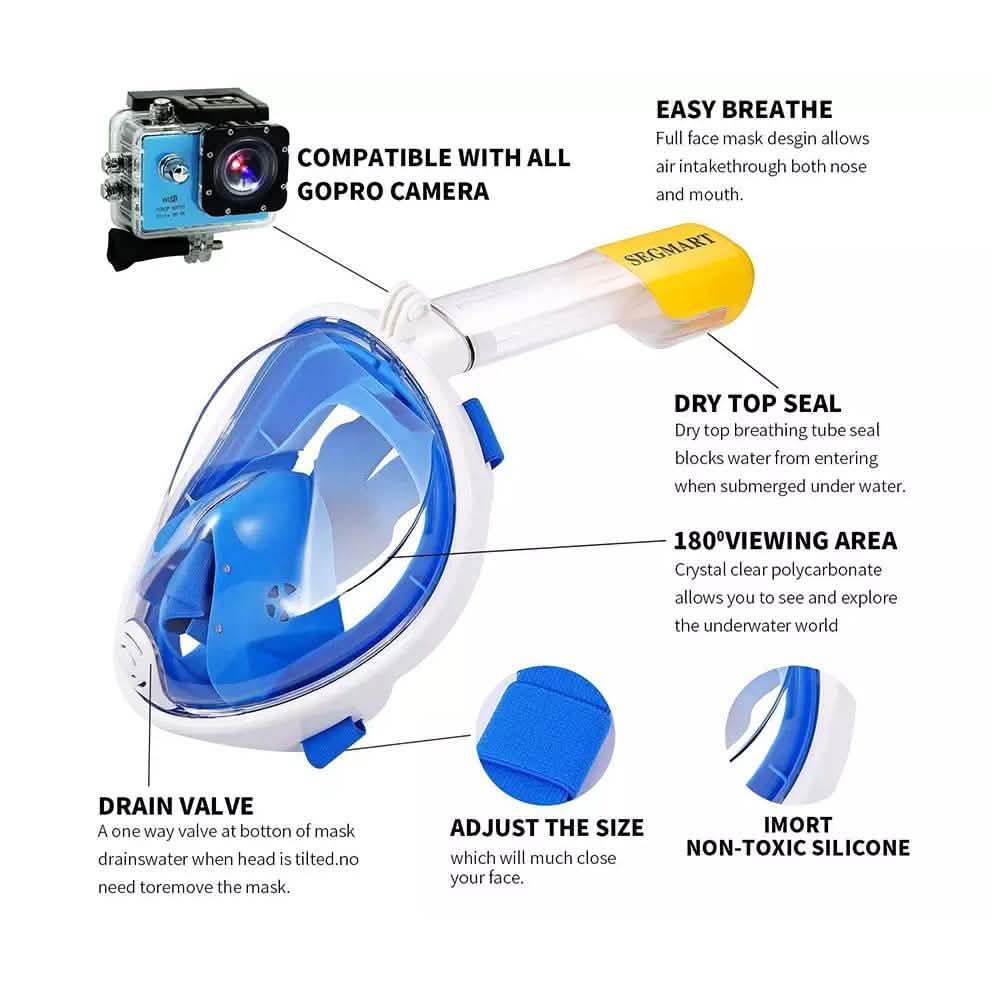 Panoramic Snorkeling Mask Full Face GoPro Compatible Snorkel Mask Scuba Mask