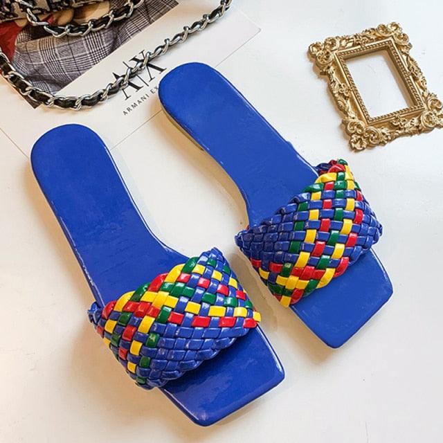 Party Luxury Ladies Slippers Charm Design Open-Toe Beach Flat Sandals Casual Flip Flops Women Shoes Flat Sandals Slip On Slide Sandals Leather Strap Flat Sandals