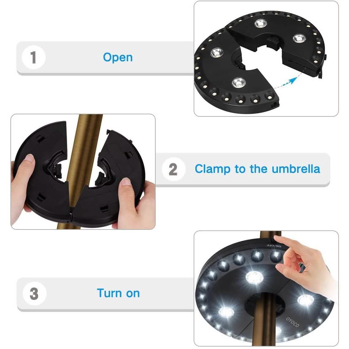 Patio Umbrella Light 3 Brightness Modes Cordless 28 LED Lights