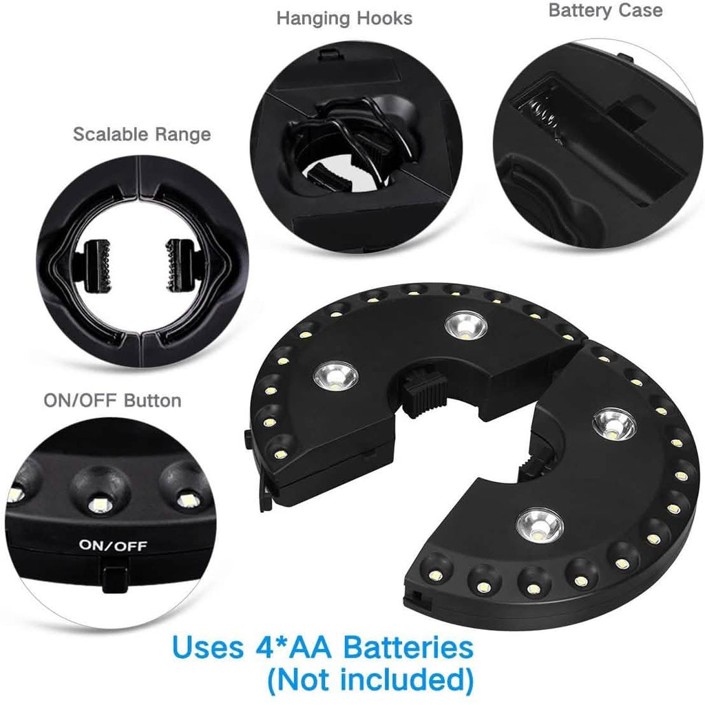 Patio Umbrella Light 3 Brightness Modes Cordless 28 LED Lights