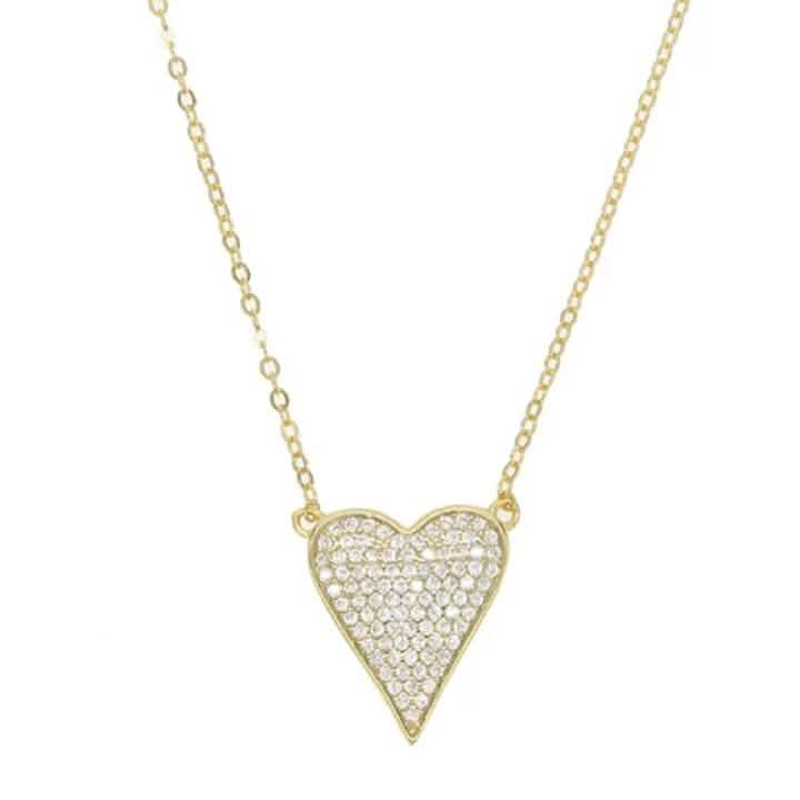 Pave Elongated Heart Necklace