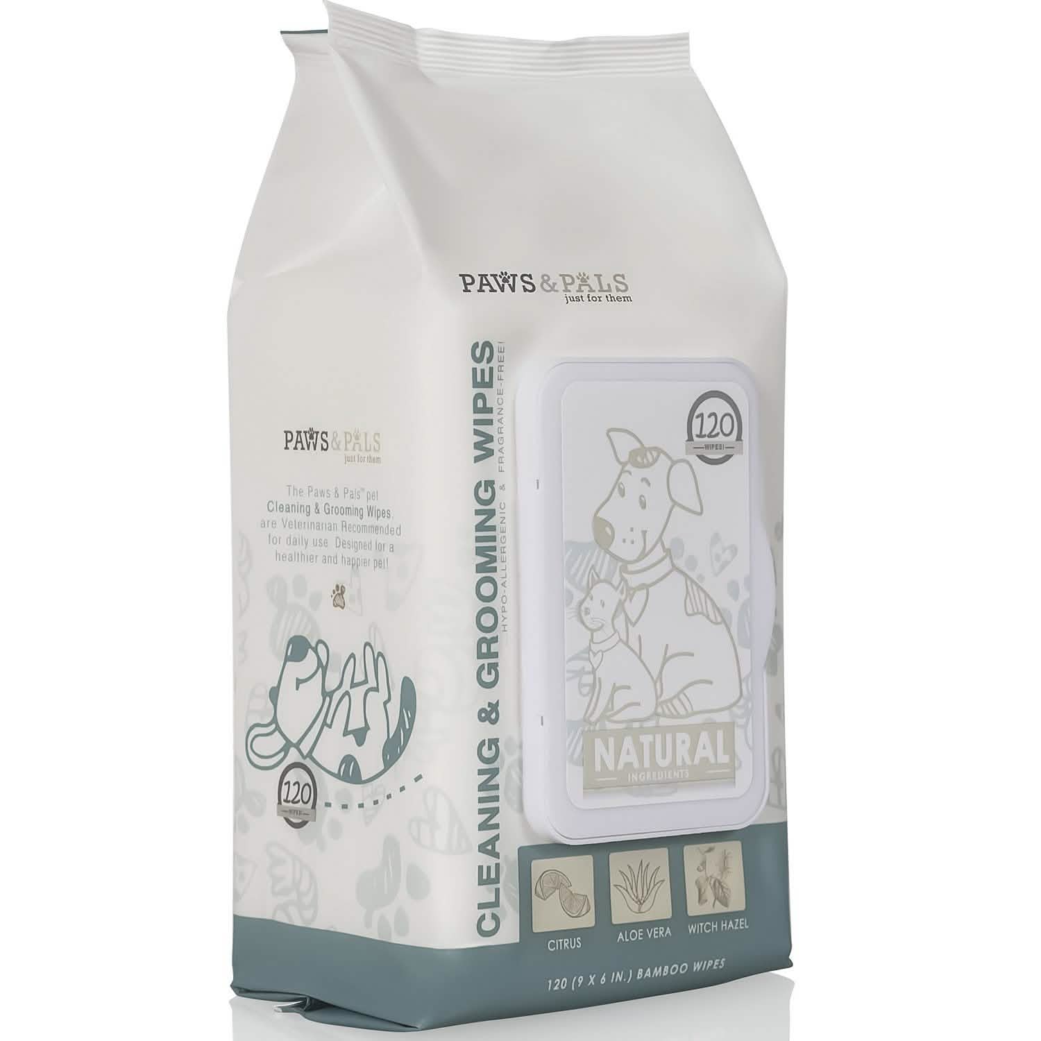 Paws & Pals Pet Grooming Wipes Hypo-Allergenic Cleansing and Deodorizing