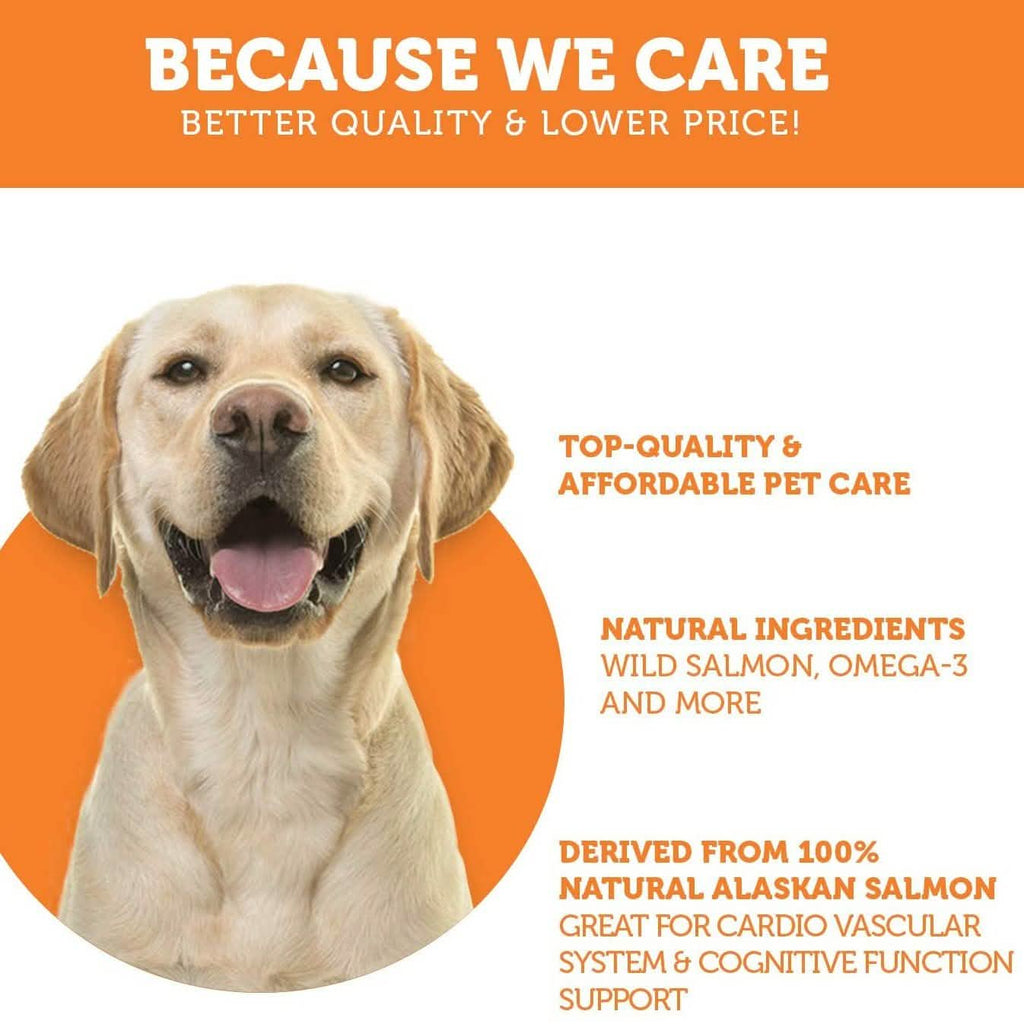 Paws & Pals Wild Alaskan Salmon Fish Oil Omega 3 and 6 for Dogs and Cats