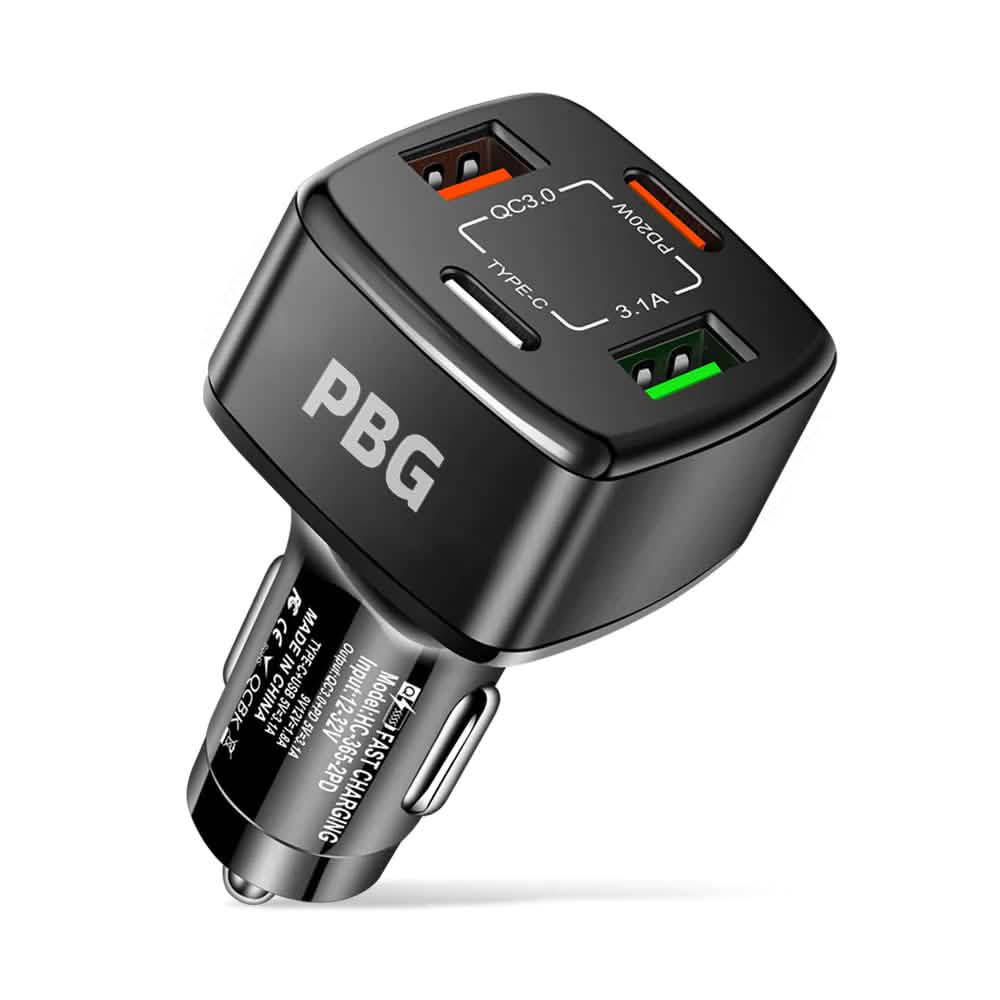 PBG 4 Port Car Charger 2 PD Ports and 2 USB Ports