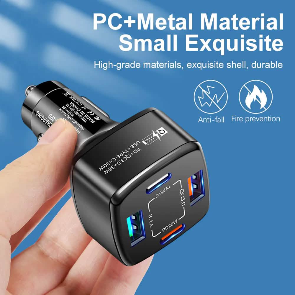 PBG 4 Port Car Charger 2 PD Ports and 2 USB Ports