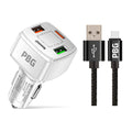 PBG 4 Port PD/USB Car Charger and 10Ft. Zebra Style Lightning Cable Bundle