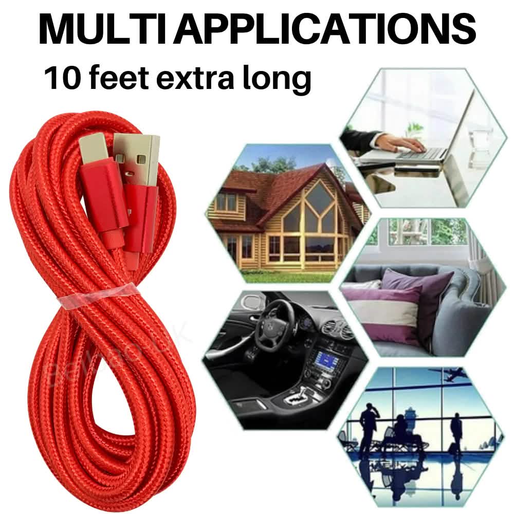 PBG 4 Port PD/USB Car Charger and 10Ft. Zebra Style Lightning Cable Bundle