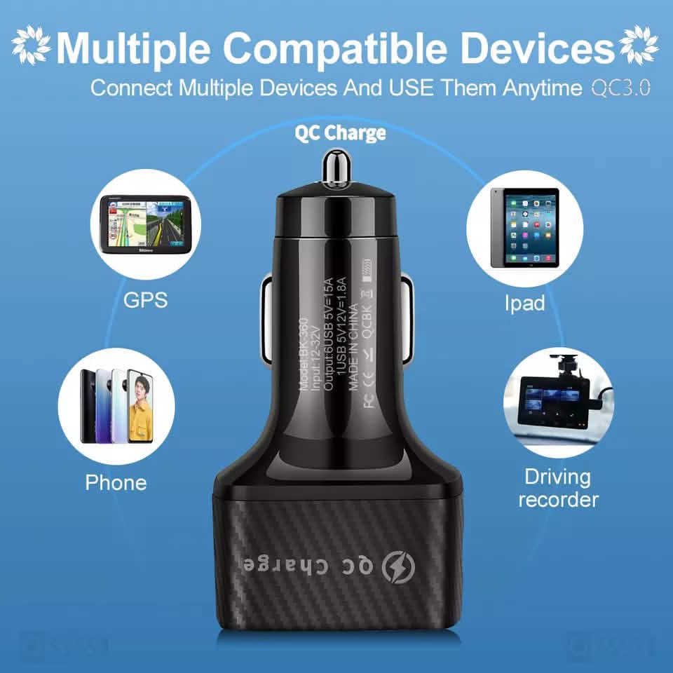 PBG LED 6-Port Car Charger Charge