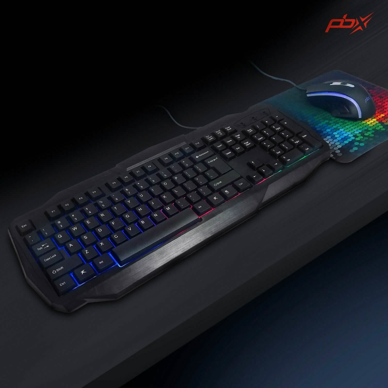 PBX Backlit Pro Gaming Keyboard - Full-Sized & Ergonomic with LED RGB Backlight