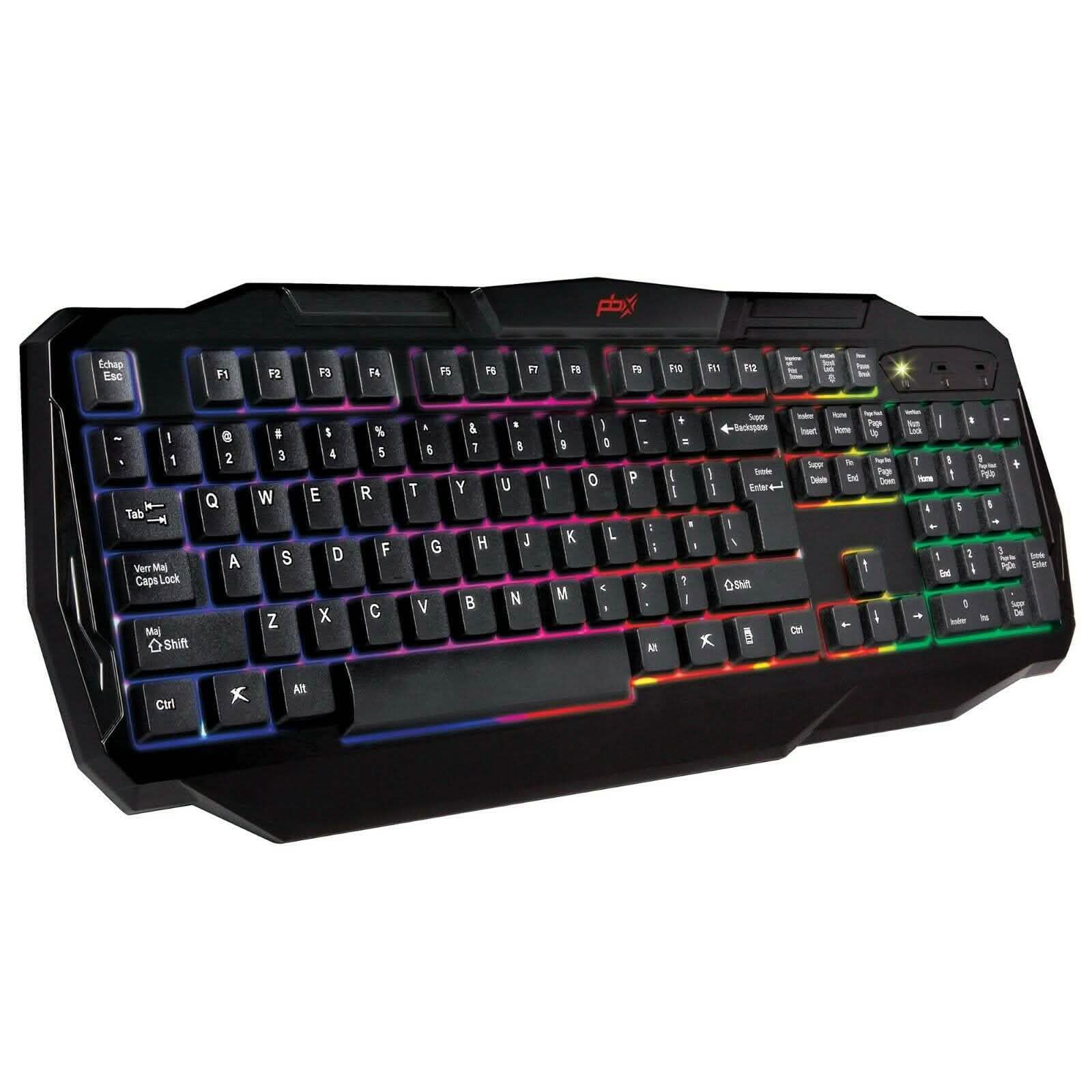 PBX Backlit Pro Gaming Keyboard - Full-Sized & Ergonomic with LED RGB Backlight