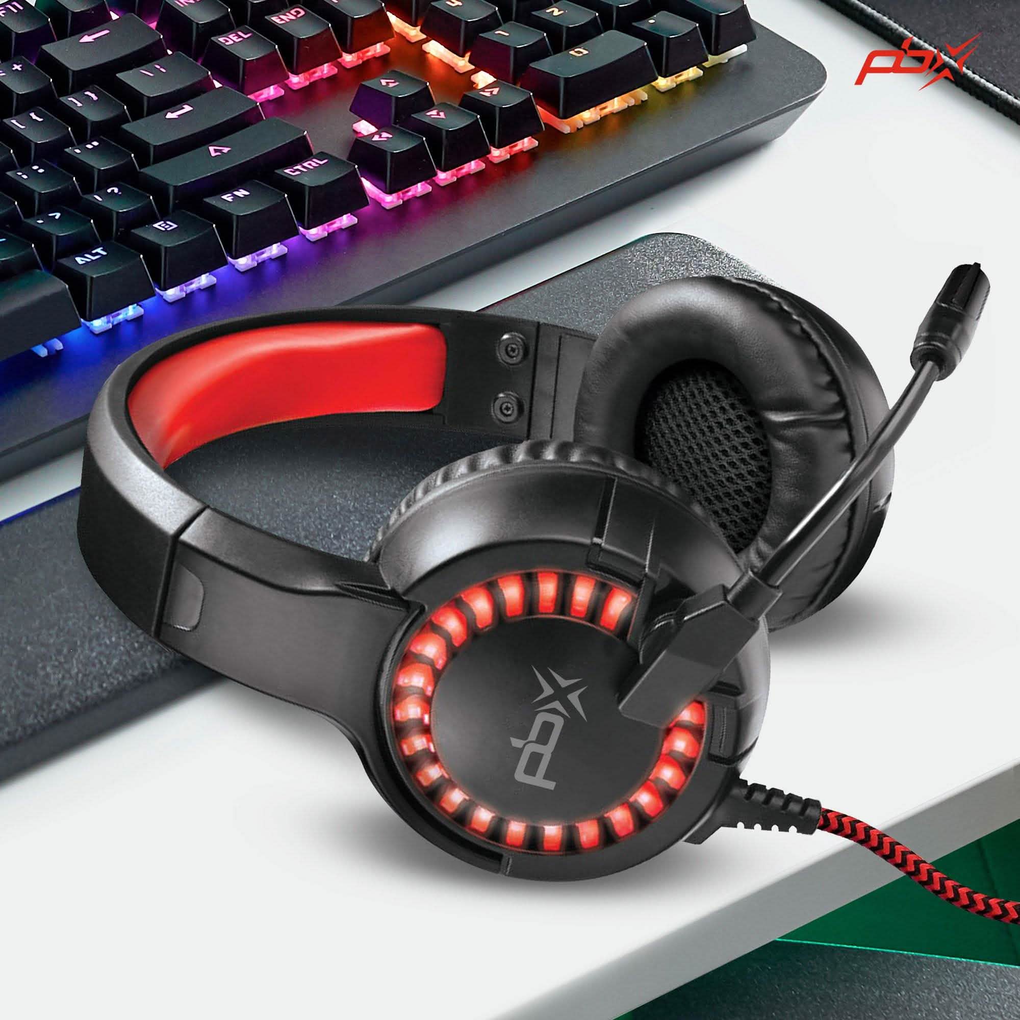 PBX INFERNO H8 Wired LED Headset with Boom Microphone and Noise-Reduction