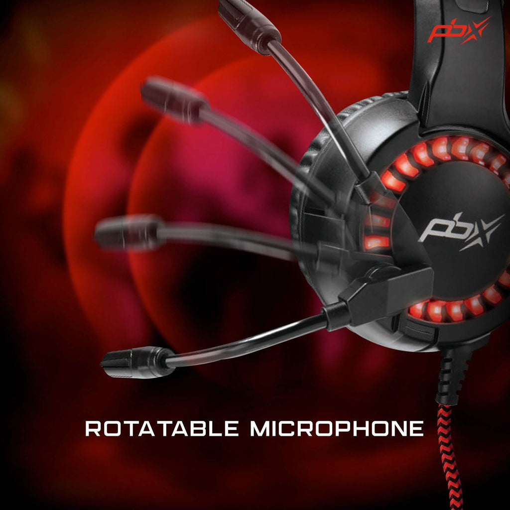 PBX INFERNO H8 Wired LED Headset with Boom Microphone and Noise-Reduction